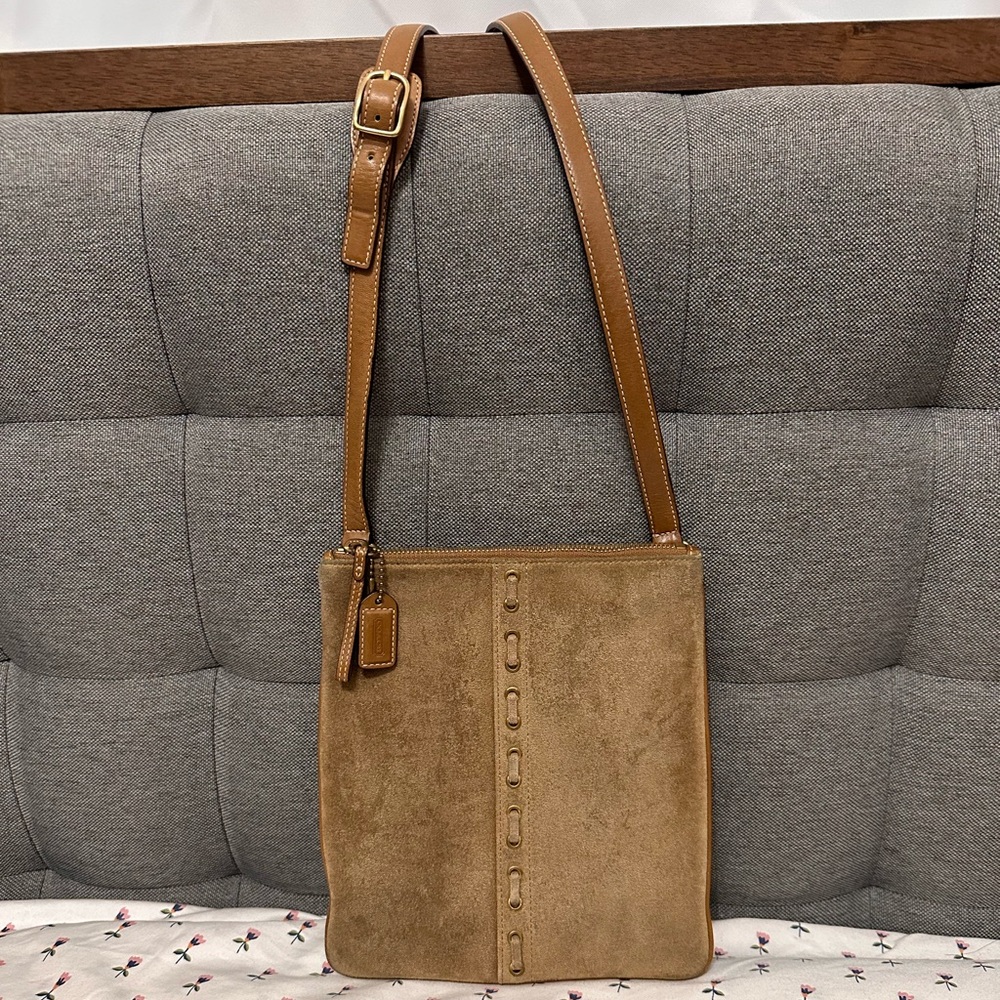 Rare vintage coach suede stitch crossbody bag Y2K